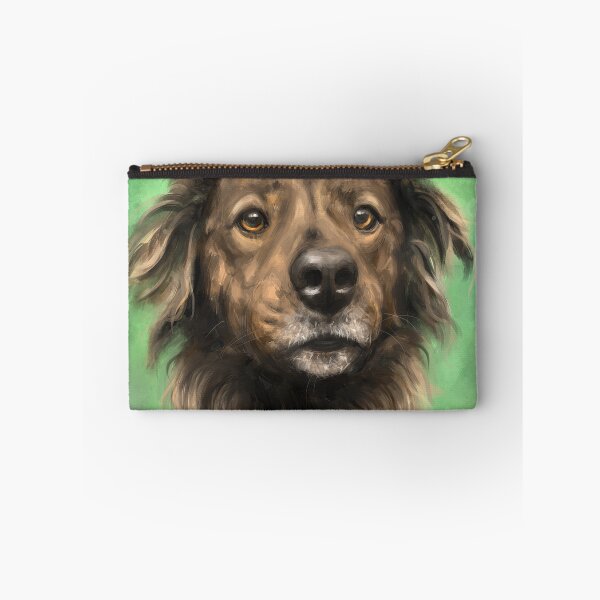 Item preview, Painting of a Brown Brindle Long Hair Dutch Shepherd Staring Directly At You on Green Background designed and sold by ibadishi.