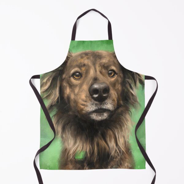 Item preview, Painting of a Brown Brindle Long Hair Dutch Shepherd Staring Directly At You on Green Background designed and sold by ibadishi.
