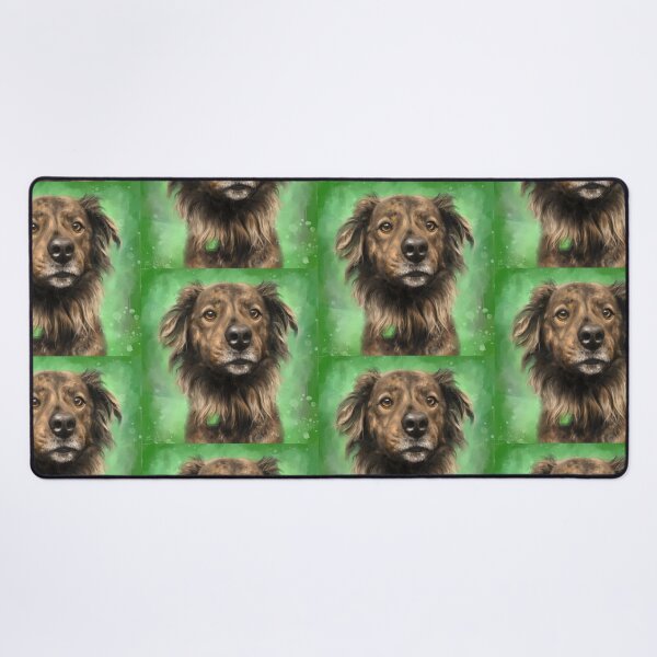 Item preview, Painting of a Brown Brindle Long Hair Dutch Shepherd Staring Directly At You on Green Background designed and sold by ibadishi.