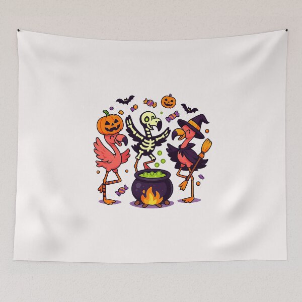 Item preview, Flamingoween Halloween Pink Flamingo Costume Skeleton Witch designed and sold by facegm.