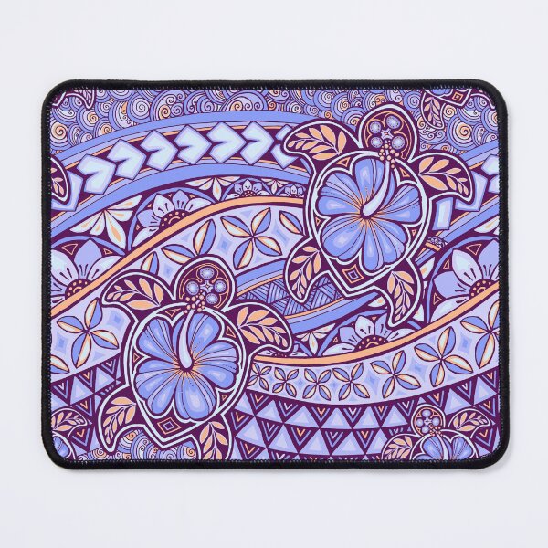 Item preview, Hibiscus turtles periwinkle blue Pacific waves designed and sold by AprilAppleArt.