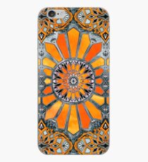 Celebrating the 70's - tangerine orange watercolor on grey iPhone Case