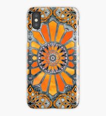 Celebrating the 70's - tangerine orange watercolor on grey iPhone Case