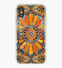 Celebrating the 70's - tangerine orange watercolor on grey iPhone Case