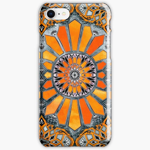 Celebrating the 70's - tangerine orange watercolor on grey iPhone Snap Case