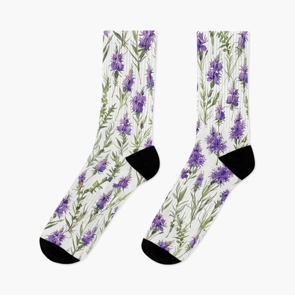 Item preview, Seamless Pattern of purple Flowers with Greenery on White Background designed and sold by CoolPixels.