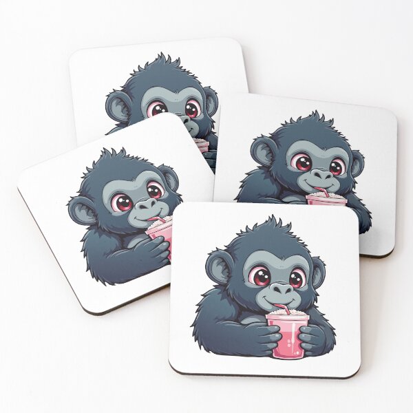 Item preview, Cute monkey drinking a bubble tea - Gorilla designed and sold by Danh Style.