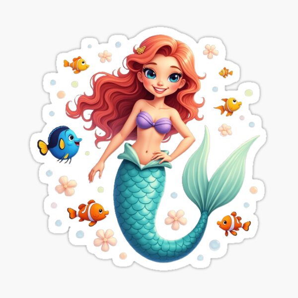 Item preview, super cute mermaid with fish designed and sold by nicnacc.
