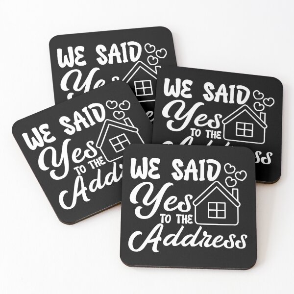 Item preview, We said yes to the address cute white design with hearts designed and sold by EmeraldeaArt.