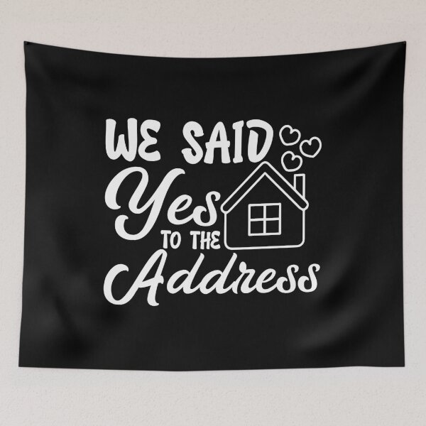 Item preview, We said yes to the address cute white design with hearts designed and sold by EmeraldeaArt.