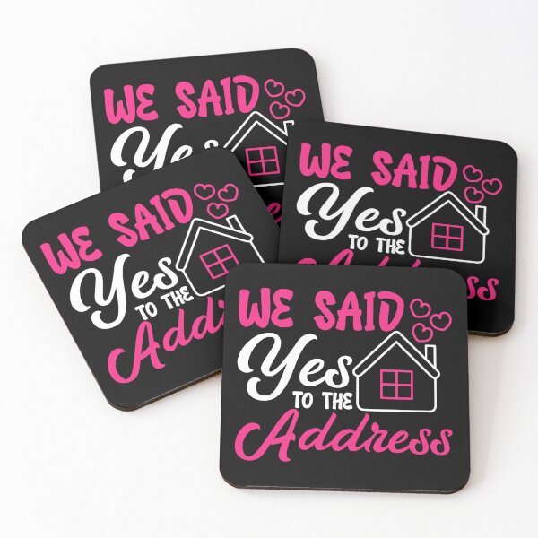 Item preview, We said yes to the address cute pink-white design with hearts designed and sold by EmeraldeaArt.