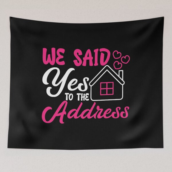Item preview, We said yes to the address cute pink-white design with hearts designed and sold by EmeraldeaArt.