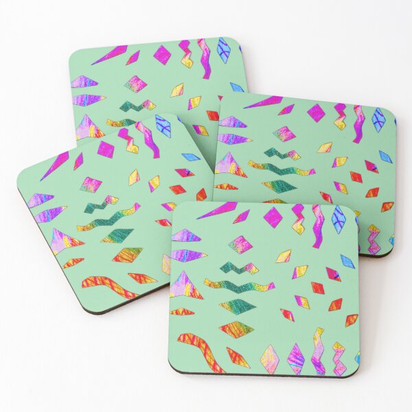 Item preview, Playful play of colors from geometric shapes on sage green designed and sold by Vision Illustrated.