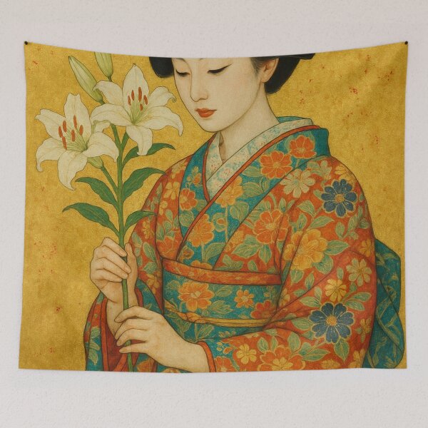 Item preview, Elegant geisha with lilies designed and sold by Sigtrix.