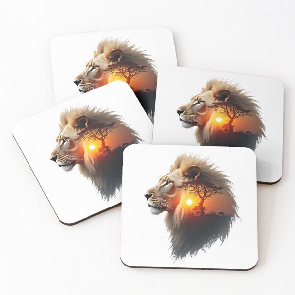 Item preview, Lion head with a savanna scene at dusk - Surreal effect designed and sold by Danh Style.