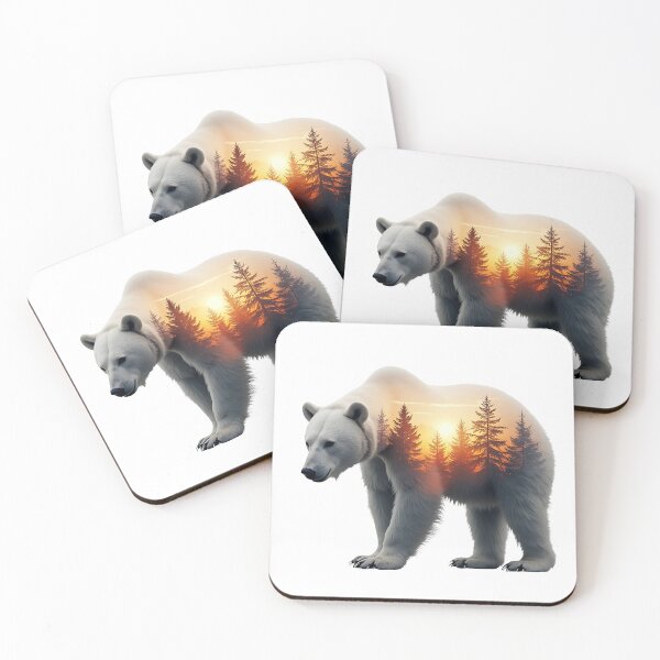 Item preview, Polar bear with a forest scene at dusk - Surreal effect designed and sold by Danh Style.