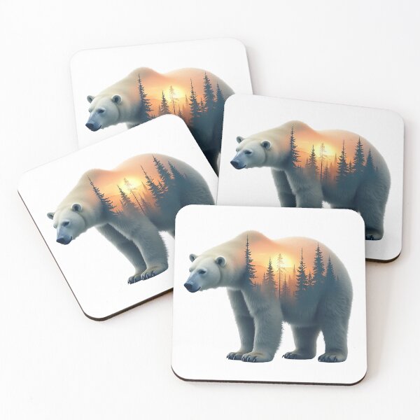 Item preview, Polar bear with a forest scene at dusk - Surreal effect designed and sold by Danh Style.