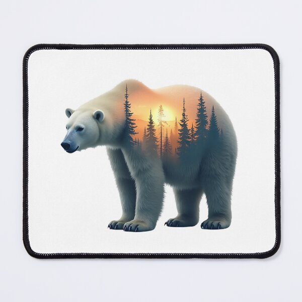 Item preview, Polar bear with a forest scene at dusk - Surreal effect designed and sold by Danh Style.