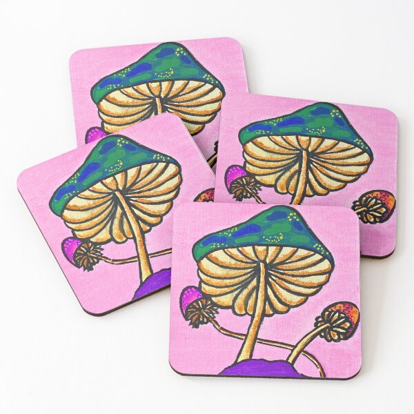 Item preview, Colorful Twisting Mushrooms on a Pink Background designed and sold by SashaSaidSo.