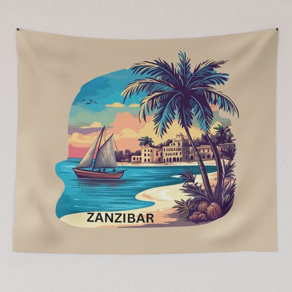 Item preview, Zanzibar – Dhow Boat & Spice Island Sunset designed and sold by Myra365Art.