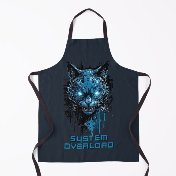 Artikelvorschau, Cyber Cat SYSTEM OVERLOAD - Futuristische Techno-Katze mit blauen Neonaugen entworfen und verkauft von QuirkySpark.