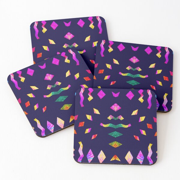 Item preview, Analogue paper cutting art played digitally - colourful & symmetrical on midnight blue designed and sold by Vision Illustrated.