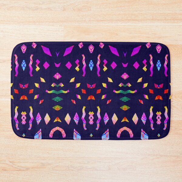 Item preview, Analogue paper cutting art played digitally - colourful & symmetrical on midnight blue designed and sold by Vision Illustrated.