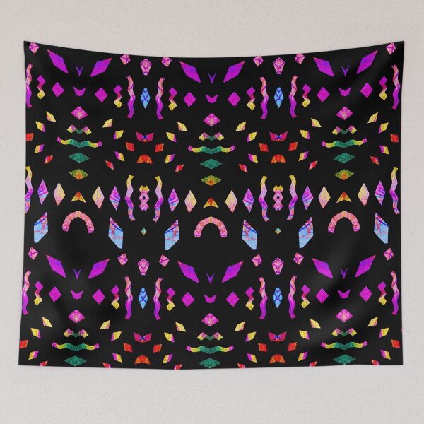 Item preview, Analogue paper cutting art played digitally - colorful & symmetrical on black designed and sold by Vision Illustrated.