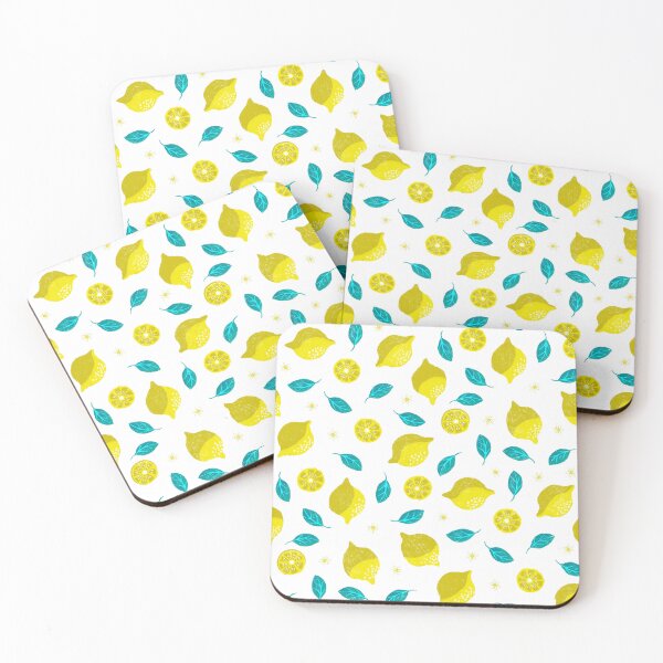 Item preview, Playful lemon blossom design on white designed and sold by colorofmagic.