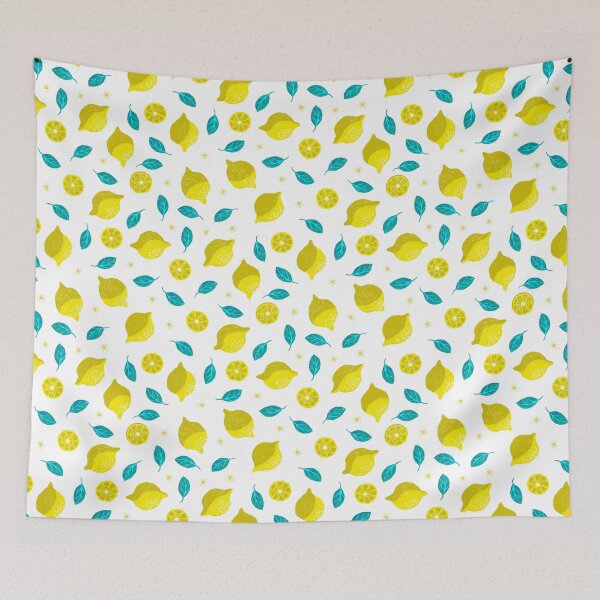 Item preview, Playful lemon blossom design on white designed and sold by colorofmagic.