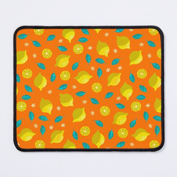 Item preview, Playful lemon blossom design on orange designed and sold by colorofmagic.