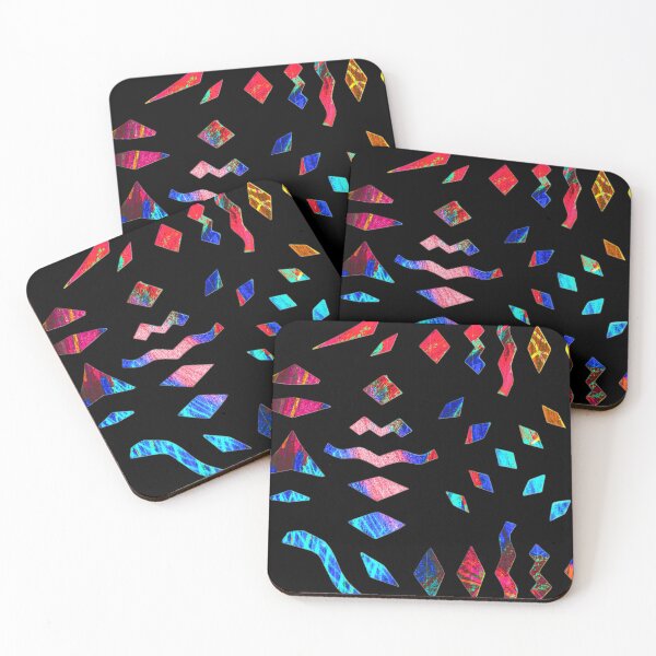 Item preview, Playful pattern of geometric shapes on black designed and sold by Vision Illustrated.