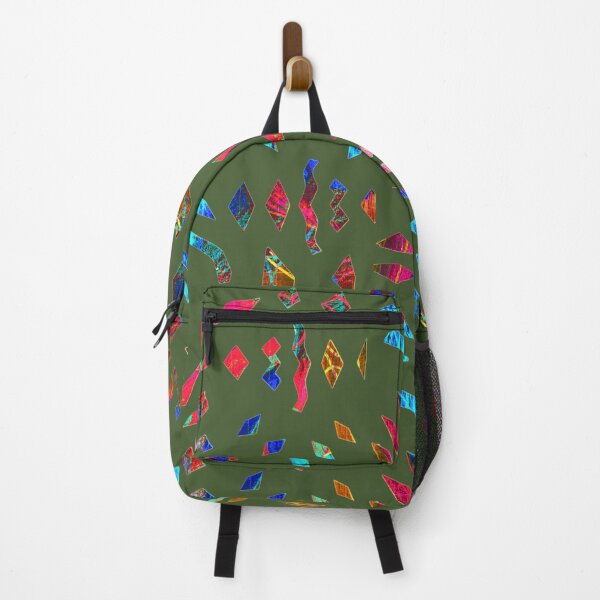 Item preview, Playful pattern of geometric shapes on olive green designed and sold by Vision Illustrated.