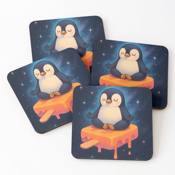 Item preview, Zen Penguin on a Cosmic Popsicle – Cute Meditative Space Art designed and sold by Kayqriel.