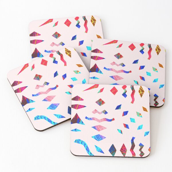 Item preview, Playful pattern of geometric shapes on delicate pink designed and sold by Vision Illustrated.