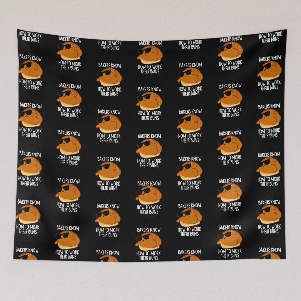 Item preview, Bakers Know How To Work Their Buns Funny Baking Pun (Dark BG) designed and sold by punnybone.