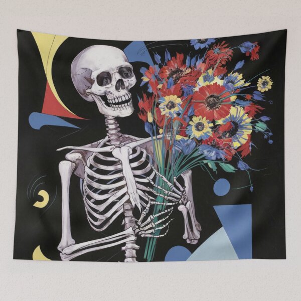 Item preview, Skeleton With a Bunch of Flowers designed and sold by whitecat23.
