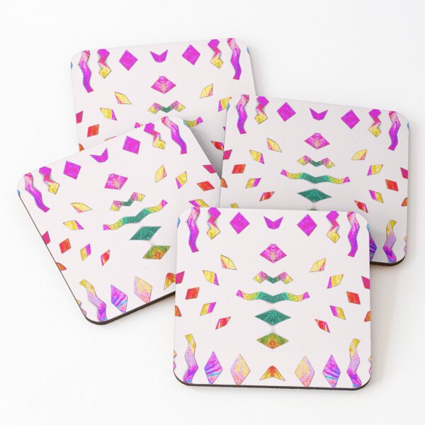 Item preview, Analogue paper cutting art played digitally - colourful & symmetrical on delicate pink-grey designed and sold by Vision Illustrated.