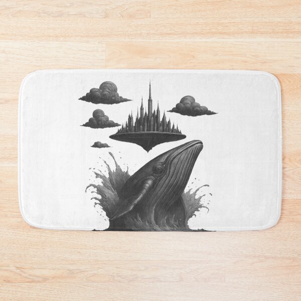 Item preview, Surreal Whale and Floating City Fantasy Art - Mystical Ocean Dream Design designed and sold by Shoot-The-Moon.