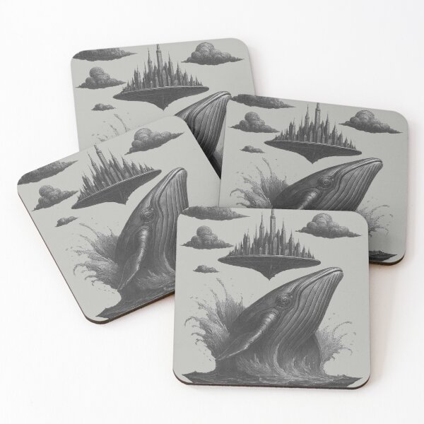 Item preview, Surreal Whale and Floating City Fantasy Art - Mystical Ocean Dream Design designed and sold by Shoot-The-Moon.