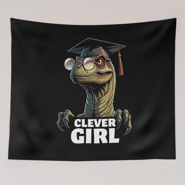 Aperçu de l'œuvre Université Clever Girl vélociraptor créée et vendue par Vintage Designs +.