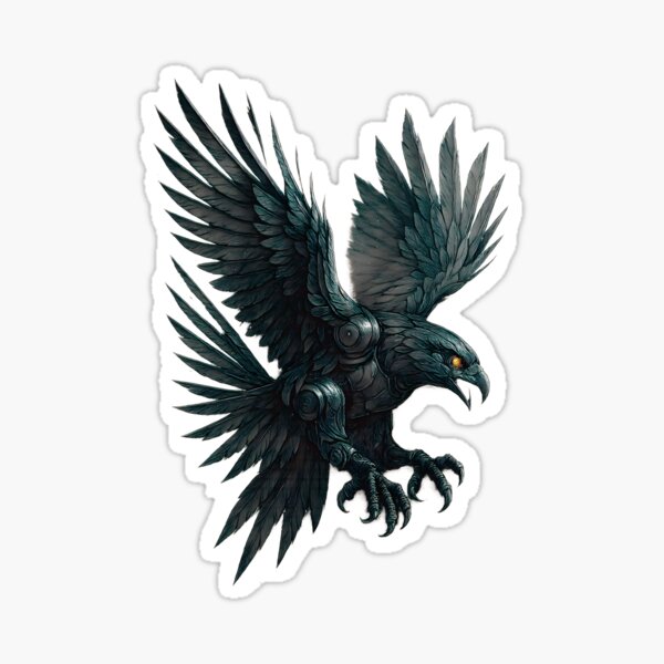 Item preview, Cyberpunk Mechanical Raven - Futuristic Robotic Bird Fantasy Art designed and sold by Shoot-The-Moon.