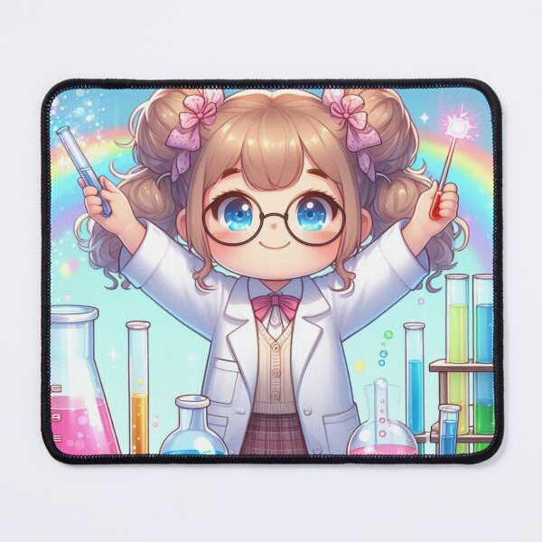 Item preview, Adorable Scientist with Rainbow Potions – Kawaii Chemistry Lab designed and sold by ashokreddy343.