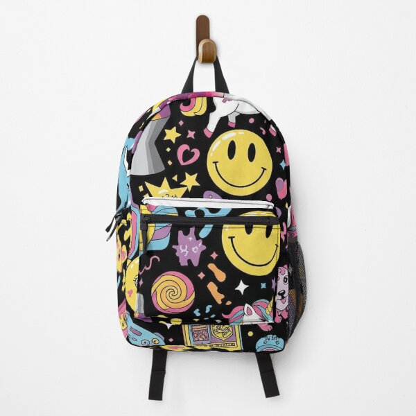 Item preview, 90s Nostalgia Rave | Neon Unicorn Smiley Pattern designed and sold by RehanInkDesigns.