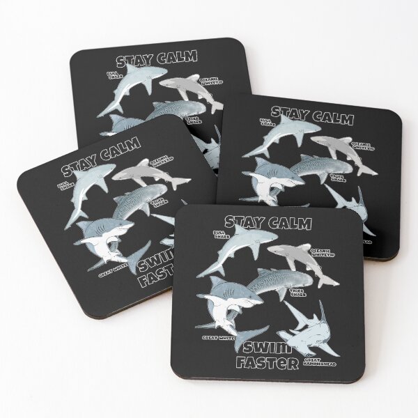 Item preview, Tiger Shark Bull Shark Hammerhead Shark Stay Calm Swim Faster designed and sold by NicGrayGraphic.