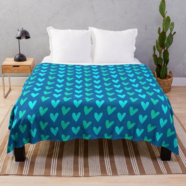Item preview, Heart pattern in mint green on petrol blue designed and sold by Vision Illustrated.