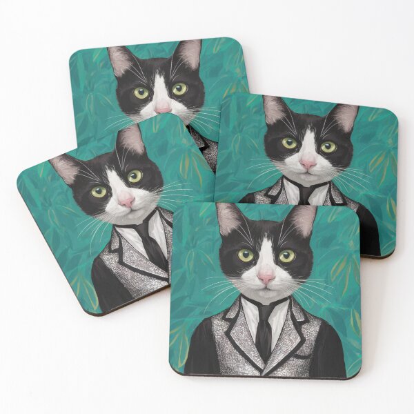 Item preview, Cat Wearing Silver Waistcoat designed and sold by whitecat23.