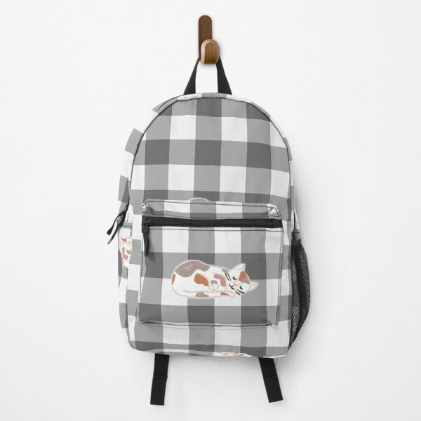 Item preview, Checkered gray pattern witch calico sleeping cat designed and sold by sammer-studio.