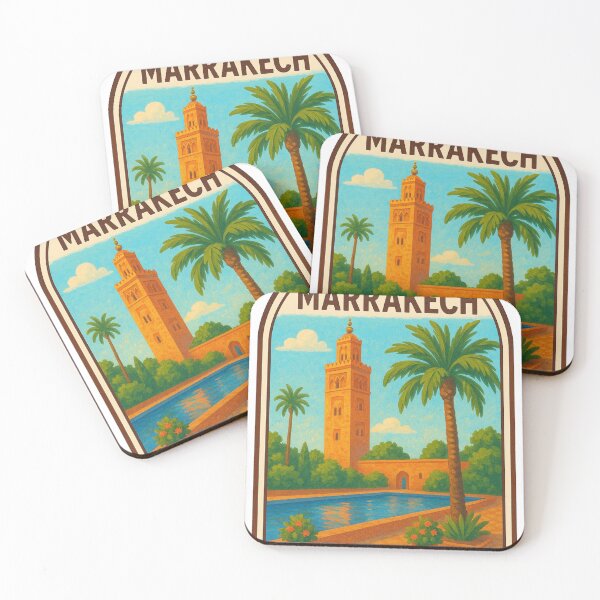 Item preview, Marrakech – Vintage Travel Poster of Koutoubia Mosque and Gardens designed and sold by hlldz.