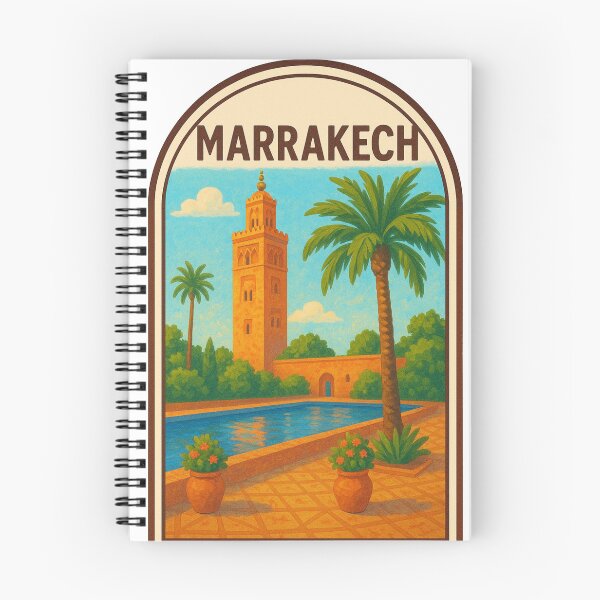 Item preview, Marrakech – Vintage Travel Poster of Koutoubia Mosque and Gardens designed and sold by hlldz.